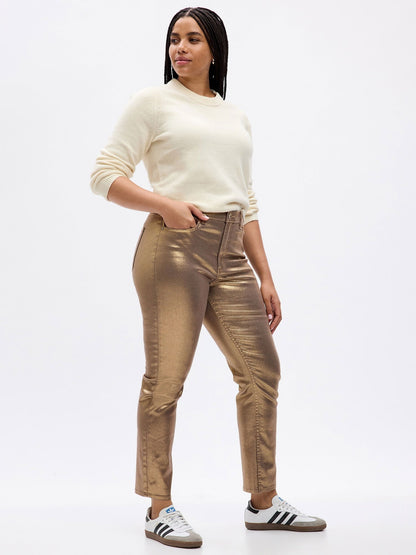Sarı High Rise Metalik Vintage Slim Washwell™ Jean Pantolon