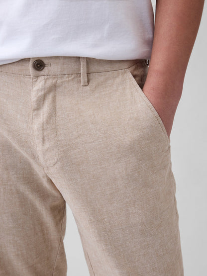 Bej Straight Keten Karışımı Pantolon
