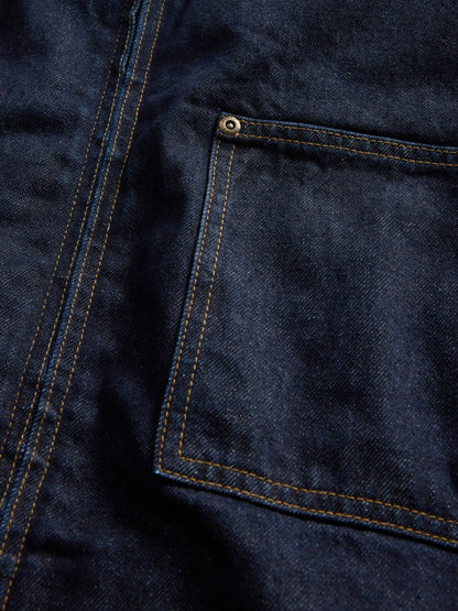 Koyu Mavi Denim Astarlı Fermuarlı Chore Ceket