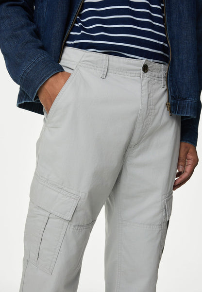 Saf Pamuklu Tapered Fit Kargo Pantolon