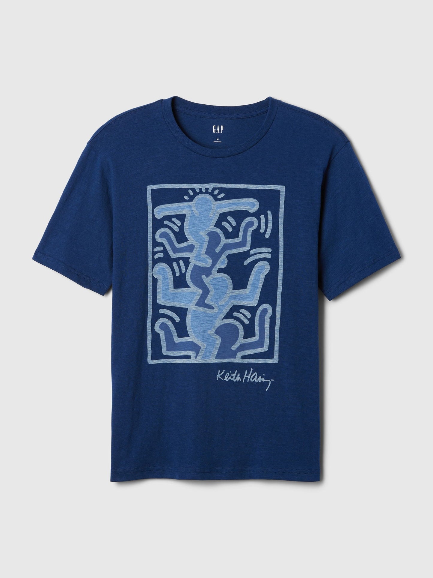 Koyu Mavi Gap × Keith Haring Grafikli T-shirt
