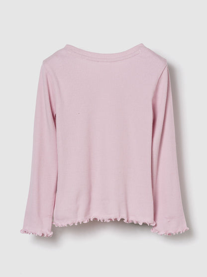 Açık Pembe Ribanalı Bisiklet Yaka T-shirt
