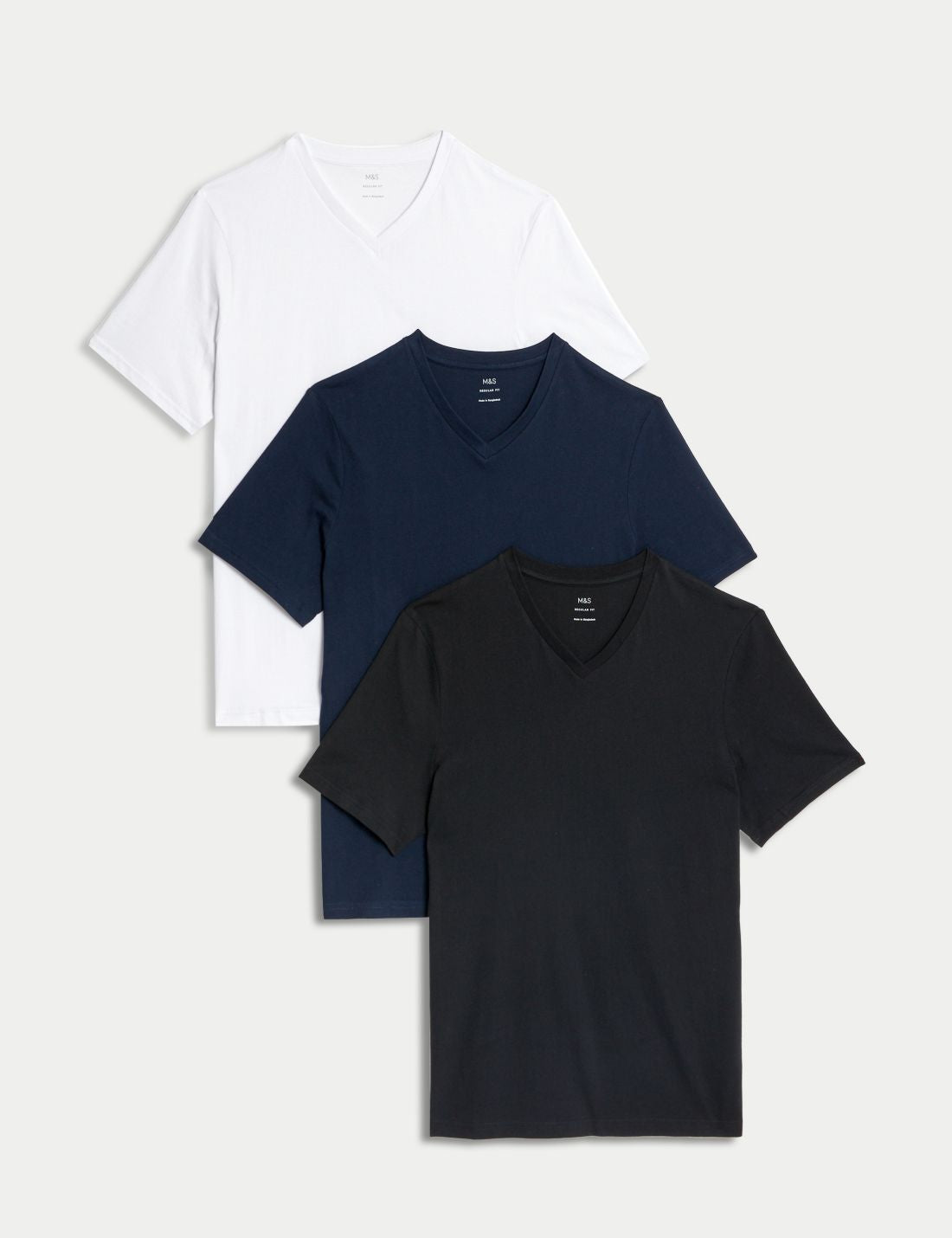 Saf Pamuklu 3'lü V Yaka T-shirt Seti