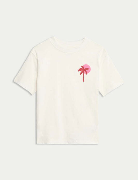 Saf Pamuklu Palmiyeli T-shirt (2–8 Yaş)