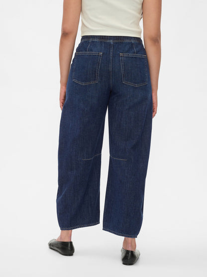 Lacivert Mid Rise Easy Horseshoe Jean Pantolon