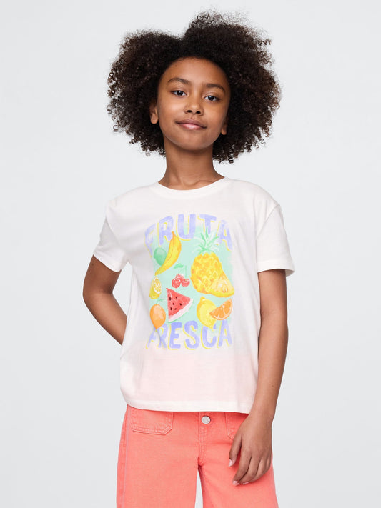 Kırık Beyaz Kids Grafik T-Shirt