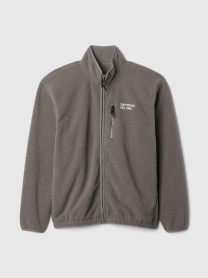 Gri Gap Logo Arctic Fleece Fermuarlı Ceket