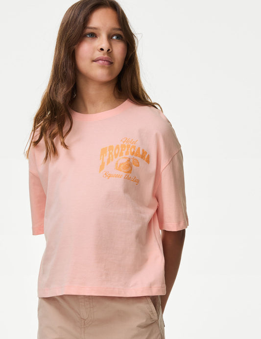 Saf Pamuklu Kısa Kollu T-shirt (6-16 Yaş)