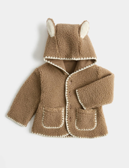 Kulak Detaylı Peluş Bebek Borg Ceket