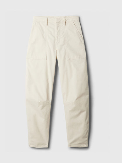 Kırık Beyaz High Rise Barrel Khaki Pantolon