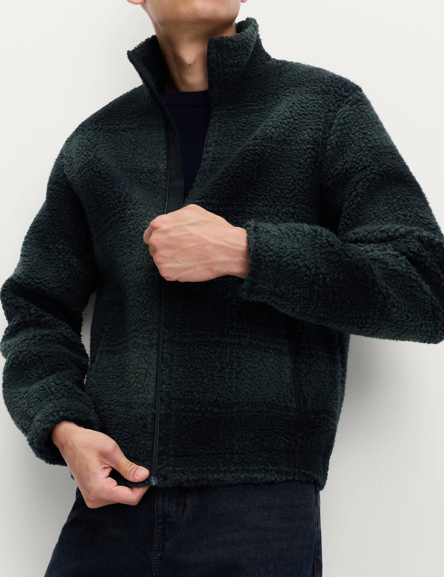 Ekose Desenli Fermuarlı Fleece Ceket