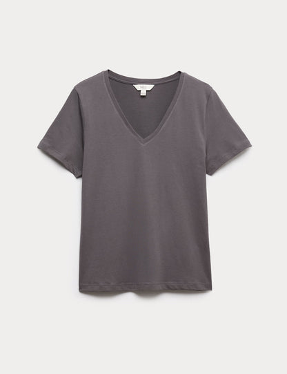 Pamuklu V Yaka T-shirt