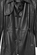 Annamaria Kadın Siyah Kemer Detaylı Regular Deri Trençkot