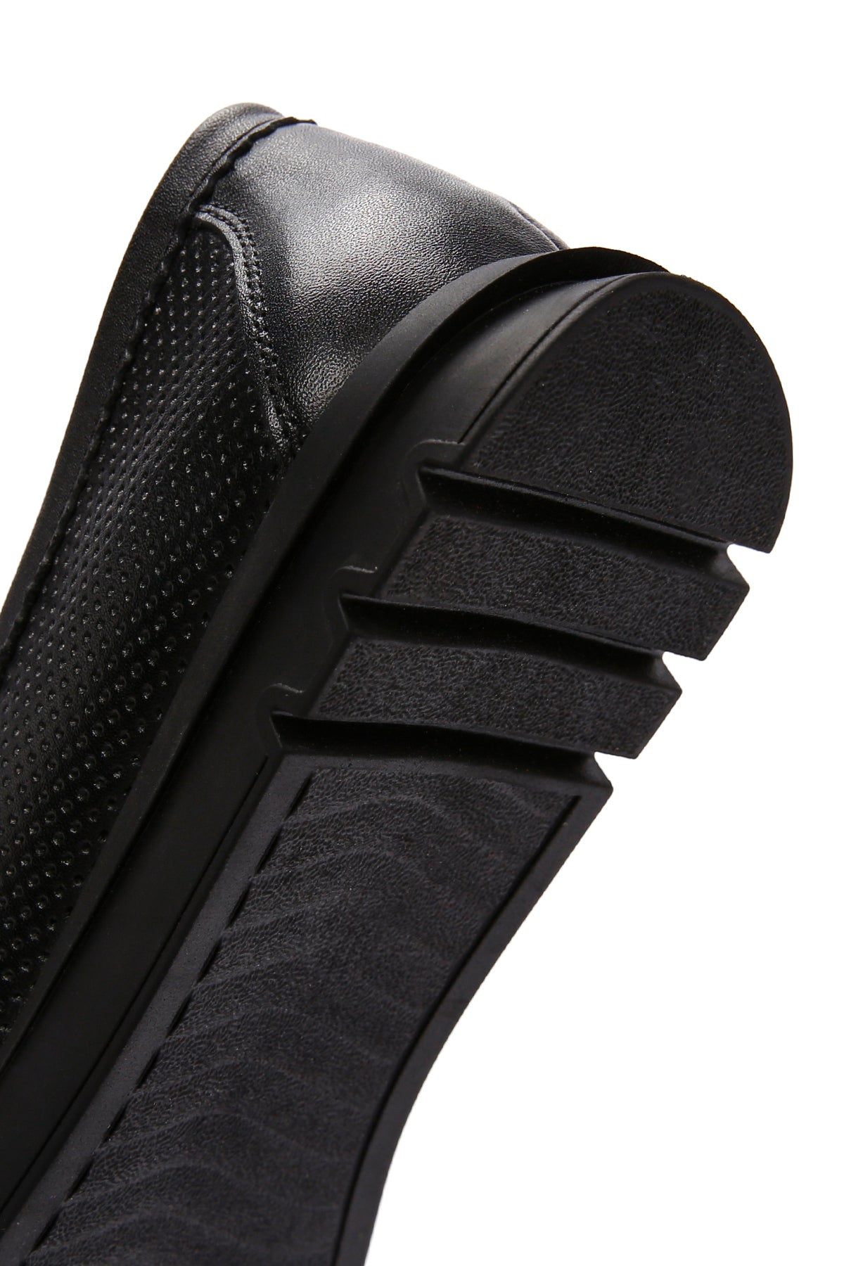 Kadın Siyah Tokalı Deri Comfort Loafer