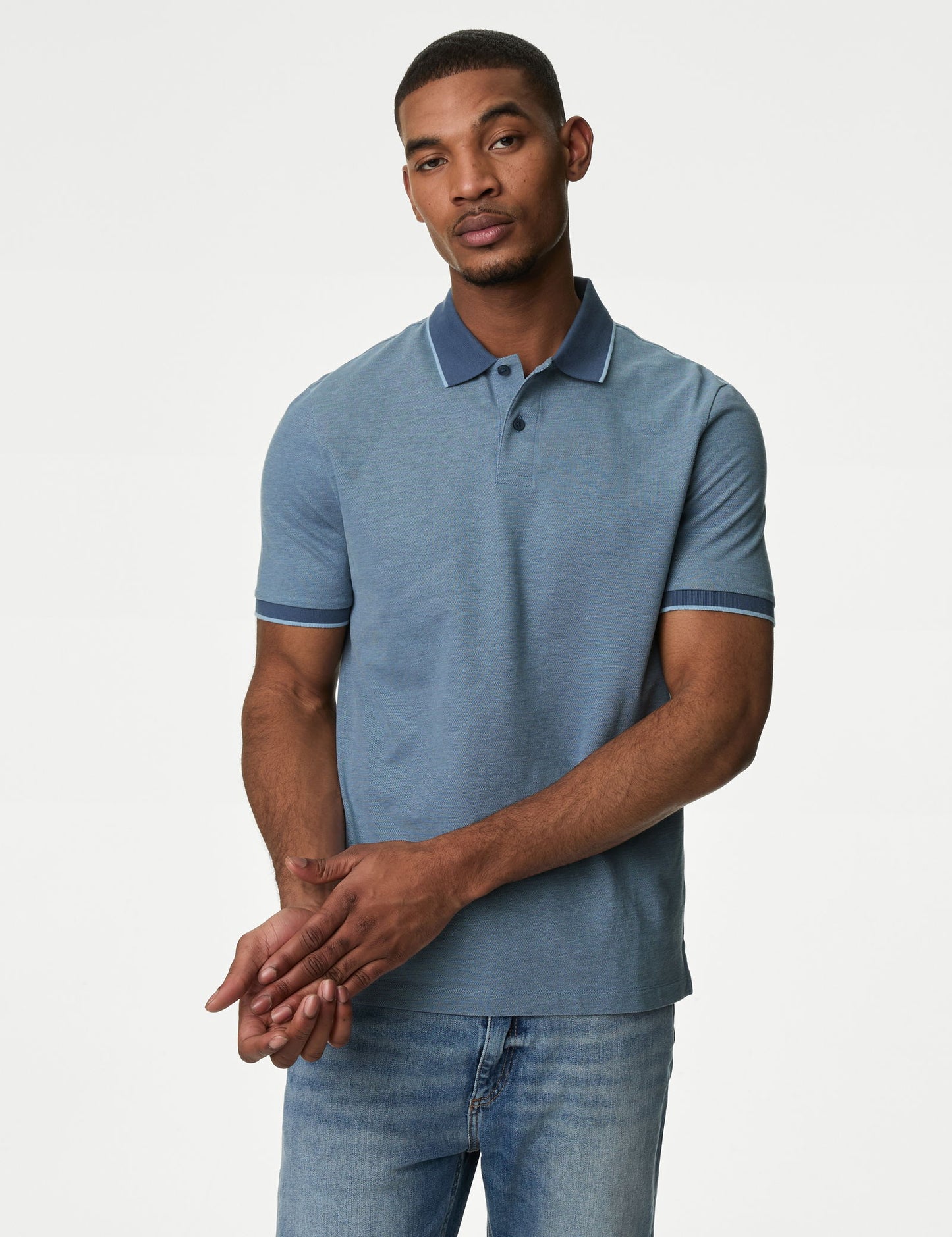 Saf Pamuklu Kısa Kollu Polo Yaka T-shirt
