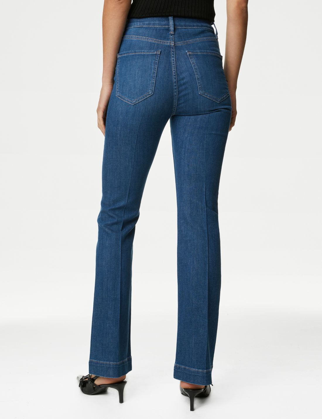 Yüksek Bel Slim Flare Jean Pantolon