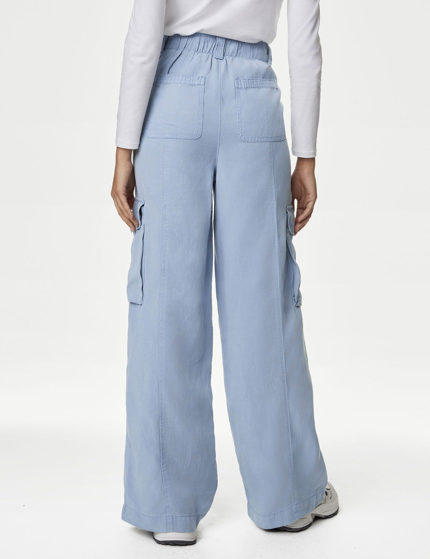 Wide Leg Keten Kargo Pantolon