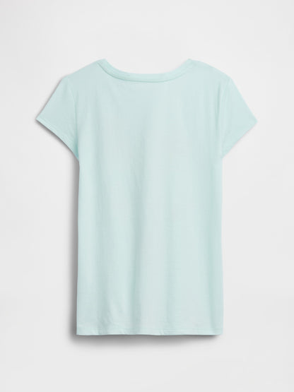 Açık Mavi Grafik Baskılı T-shirt