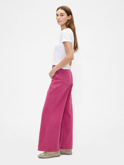 Pembe High Rise Wide-leg Jean Pantolon