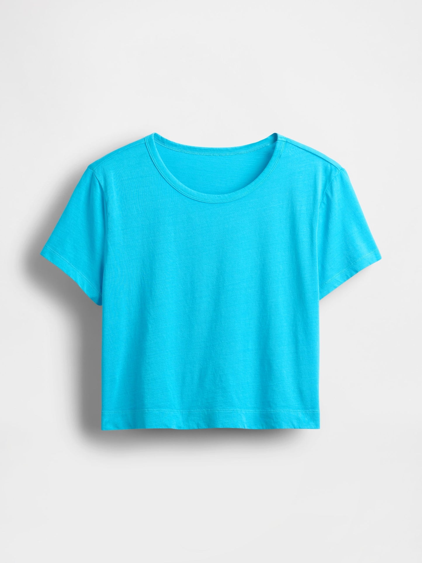 Açık Mavi %100 Organik Pamuk Vintagesoft Crop T-shirt