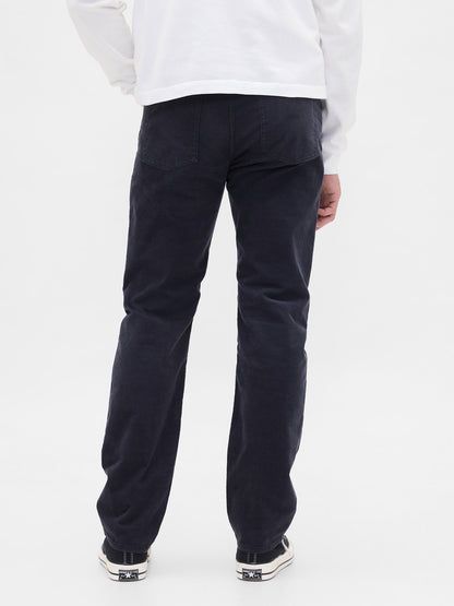 Koyu Mavi Corduroy Straight Pantolon