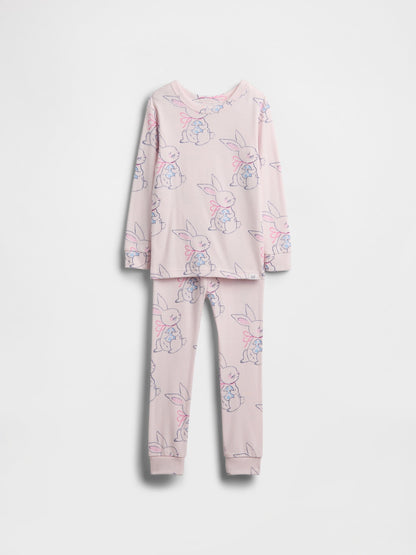 Pembe Bebek Ve Yürümeye Başlayan Çocuklar Için Organik Brushed Pamuk Pijama Takımı