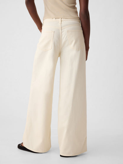 Kırık Beyaz Mid Rise Ultrasoft Baggy Jean Pantolon