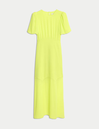 Keten Karışımlı Regular Fit Maxi Tea Elbise