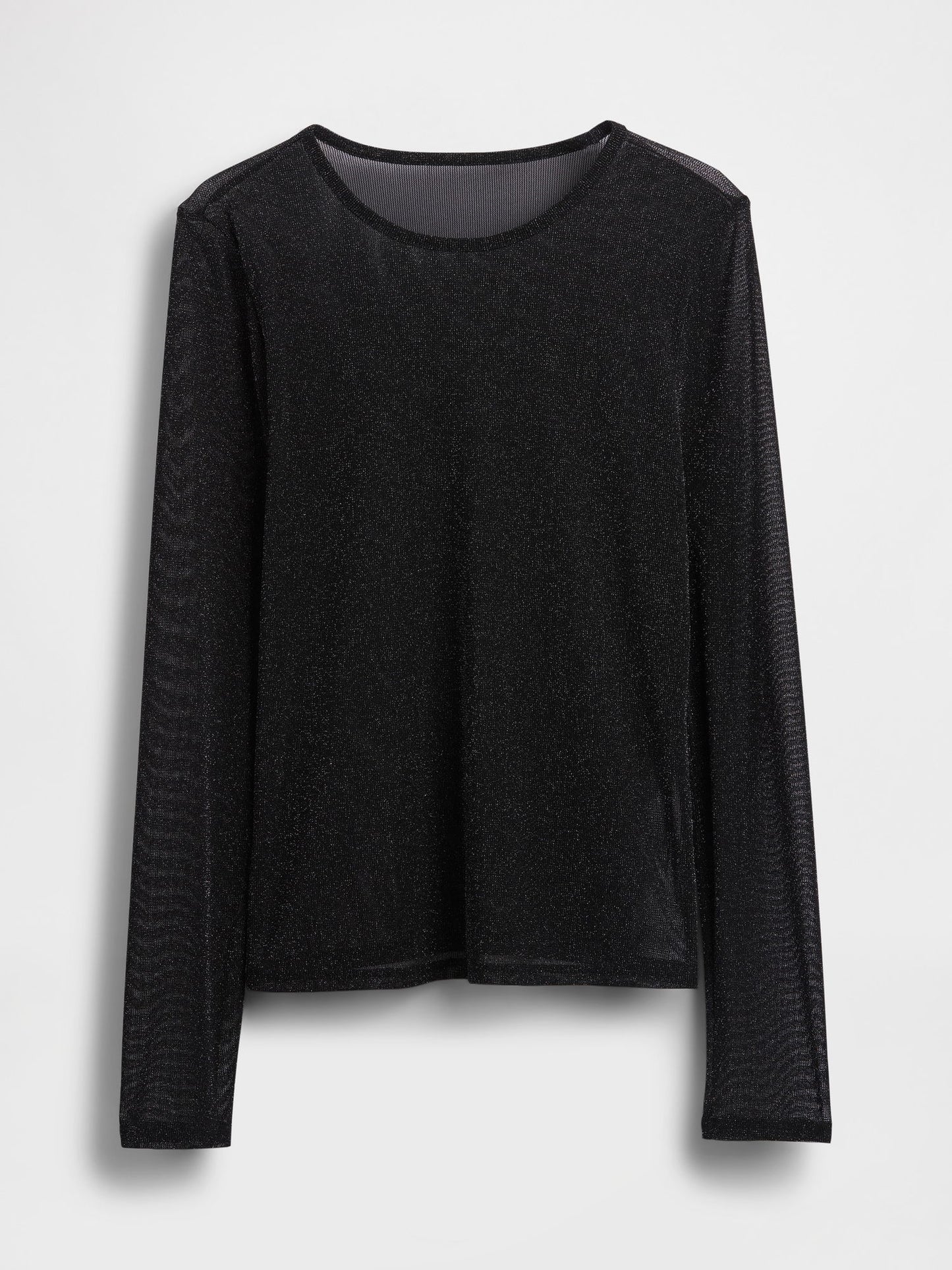 Siyah Sheer Metallic Mesh T-shirt