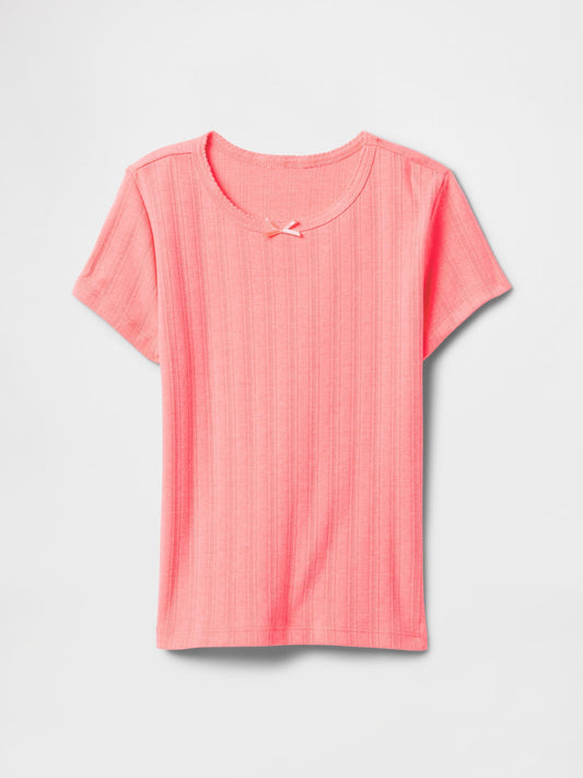 Pembe Pointelle T-Shirt