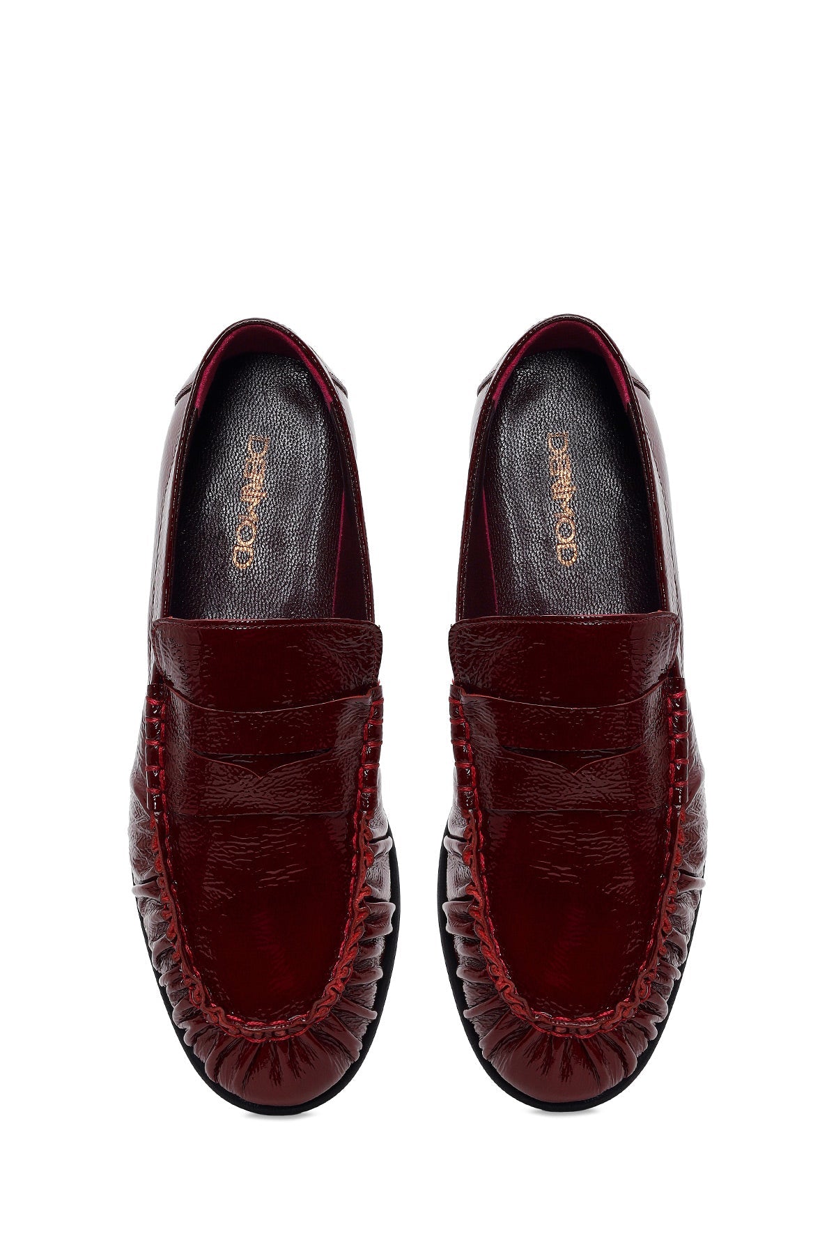 Kadın Bordo Deri Maskülen Loafer