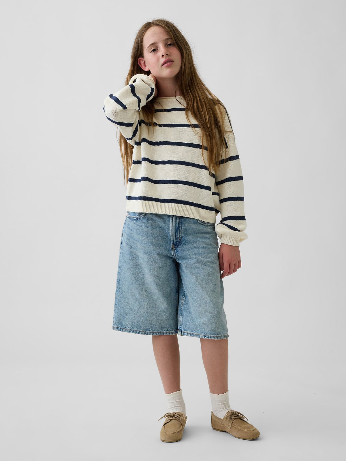 Krem %100 Pamuk Oversized Rollneck Kazak