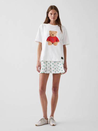 Beyaz Gap × Malbon Organik Pamuk Brannan Bear T-shirt