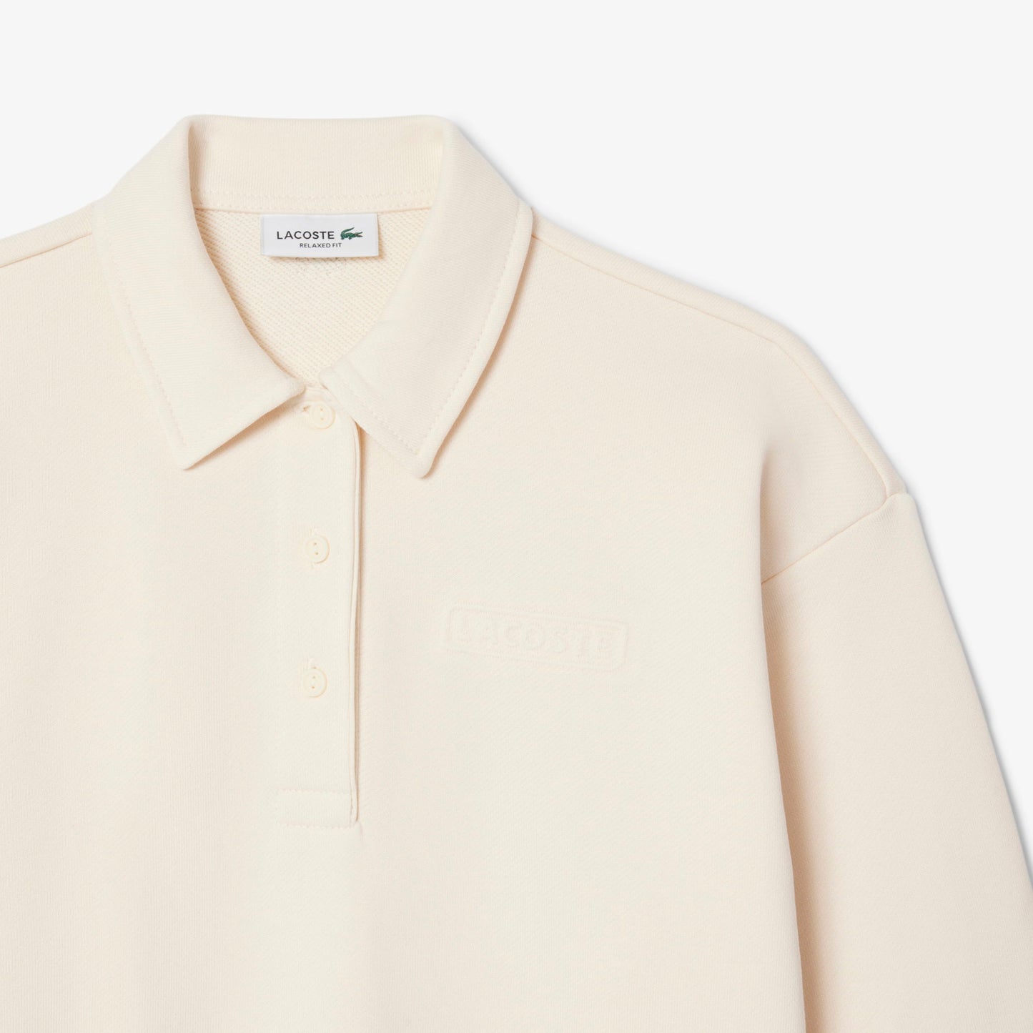 Lacoste Kadın Relaxed Fit Polo Yaka Krem Sweatshirt