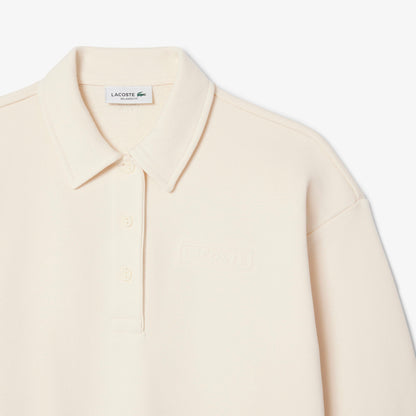 Lacoste Kadın Relaxed Fit Polo Yaka Krem Sweatshirt
