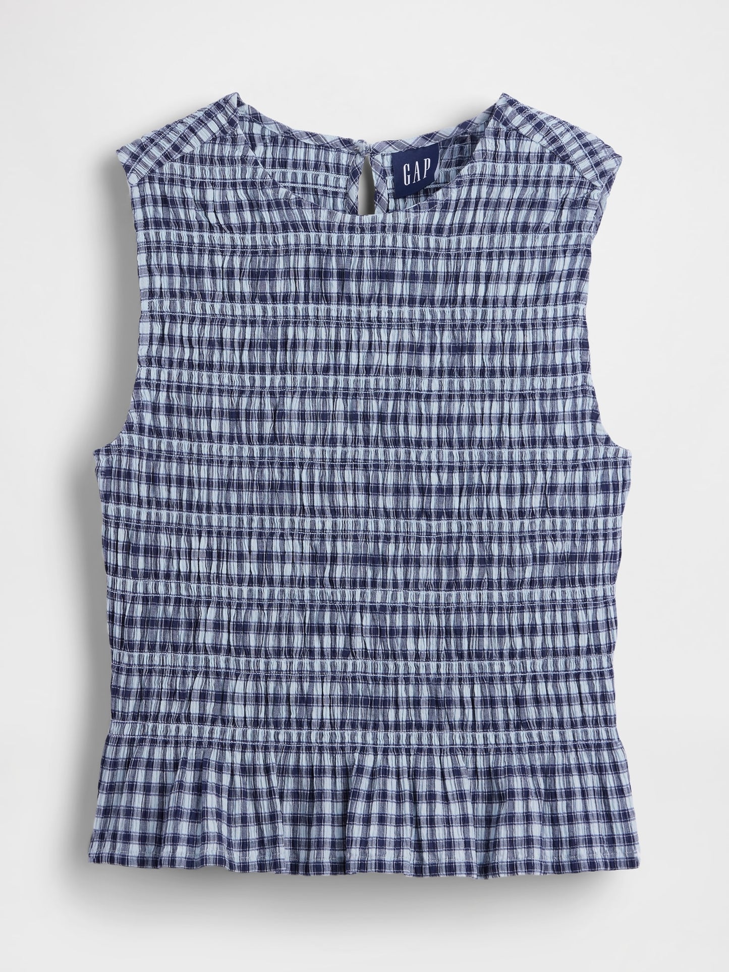 Mavi Smocked Gingham Crop Peplum Üst