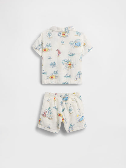 Beyaz Winnie The Pooh Pamuk Gauze Outfit Set