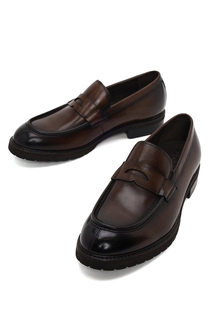 Erkek Kahverengi Deri Casual Loafer