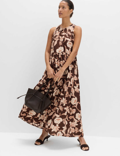 Çiçek Desenli Relaxed Fit Maxi Elbise
