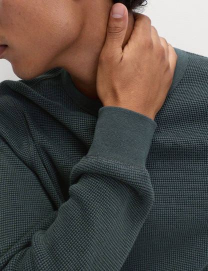 Pamuklu Waffle Dokulu Sweatshirt