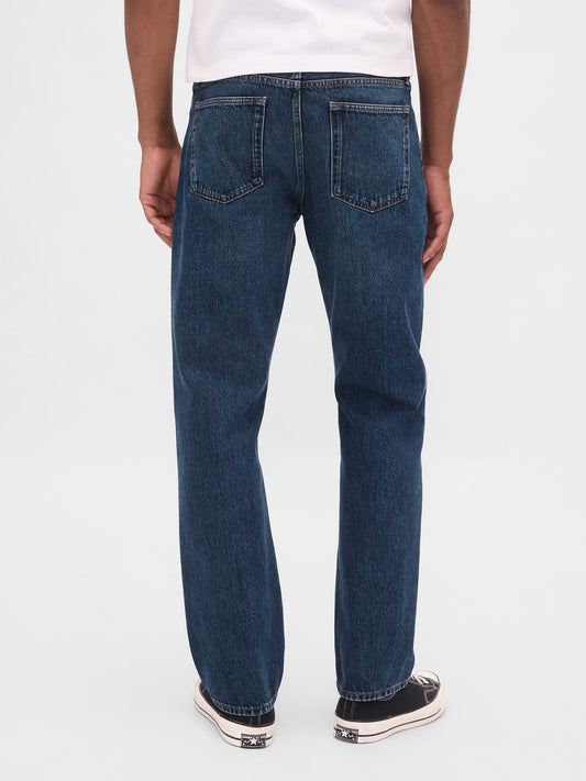 Koyu Mavi Relaxed Straight Jean Pantolon