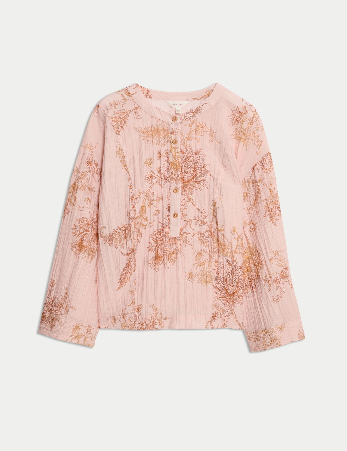 Desenli Yuvarlak Yaka Oversize Popover Bluz