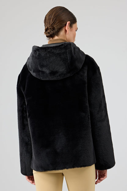 Gardena Kadın Siyah Çift Taraflı Teddy Mont