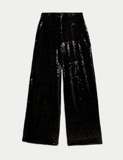 Payetli Wide Leg Pantolon