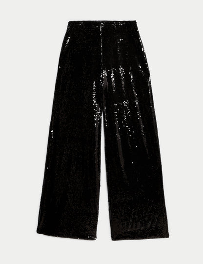 Payetli Wide Leg Pantolon