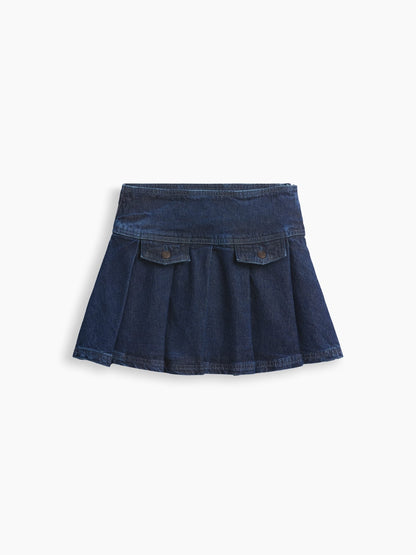 Mavi Denim Pileli Mini Etek