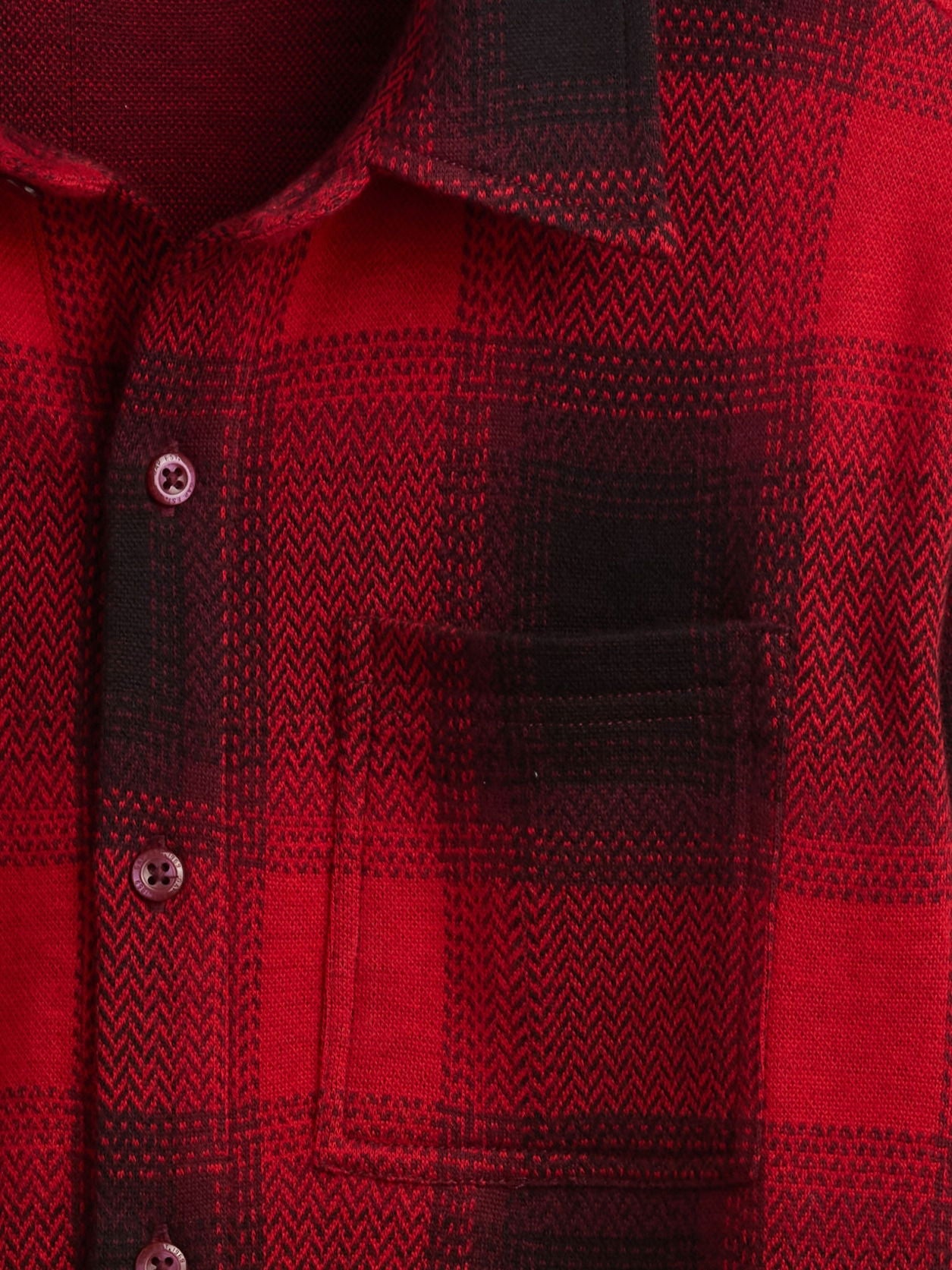Kırmızı Knit Jersey Kareli Gömlek
