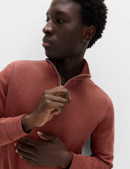 Pamuklu Karışımlı Yarım Fermuarlı Sweatshirt
