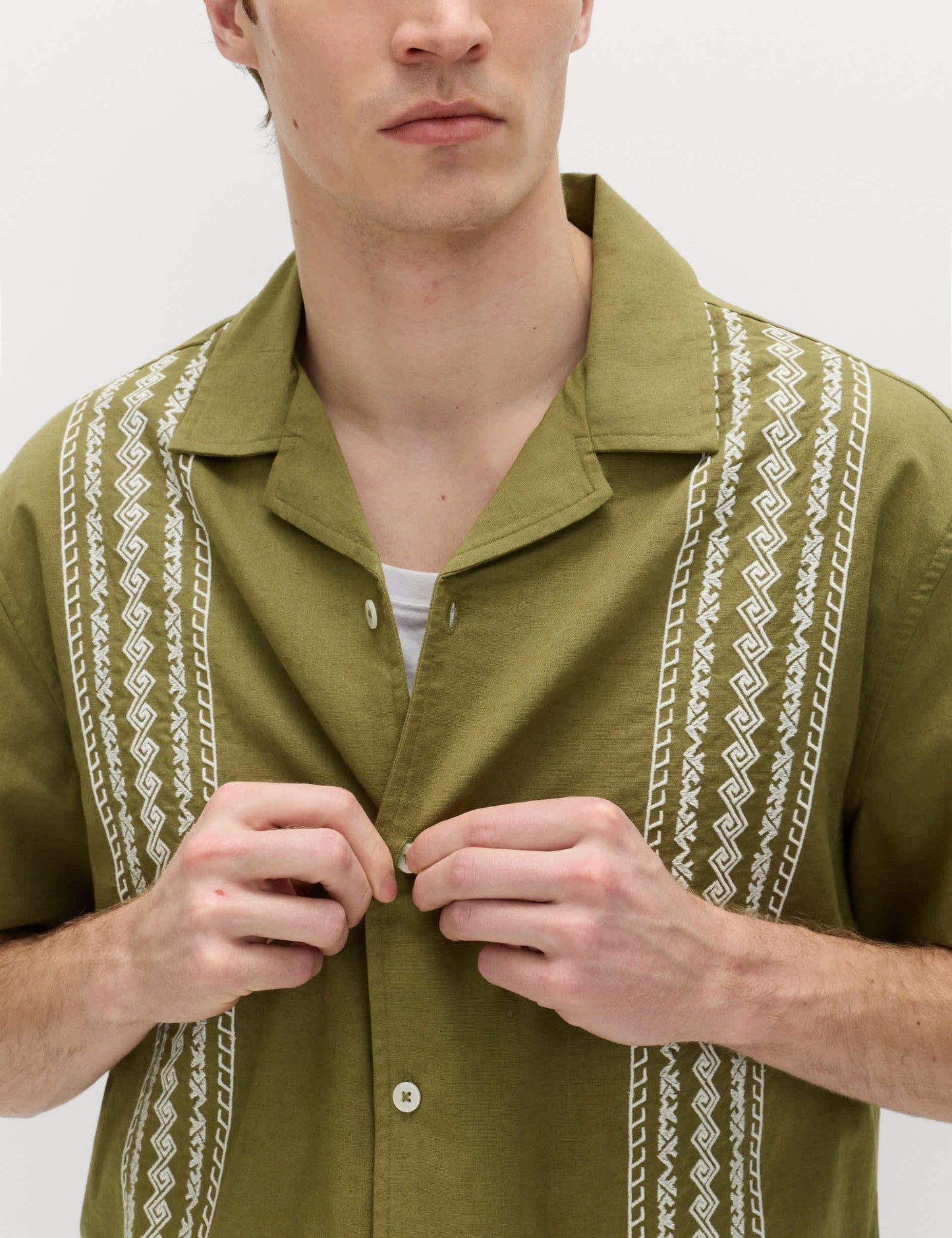 Relaxed Fit Pamuk Karışımlı Kısa Kollu Gömlek