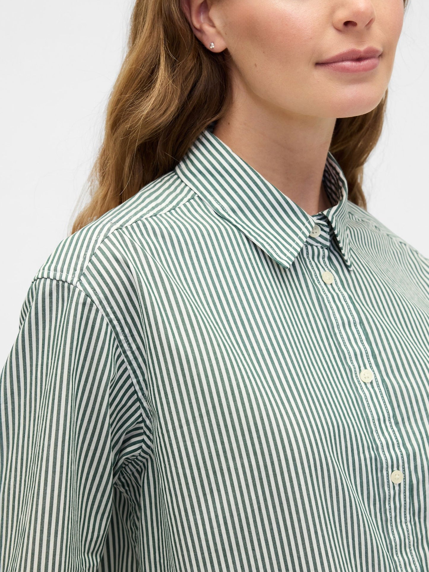 Yeşil Relaxed Cropped Poplin Peplum Gömlek